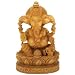 Hand Carved Three Face Wood Ganesh Statue