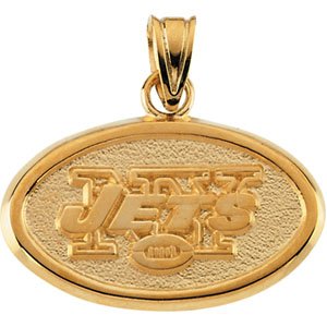14k Yellow Gold New York Jets Pendant 13x21mm - JewelryWeb