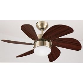 Westinghouse 78248 Turbo Swirl Single-Light 30-Inch Six-Blade Ceiling Fan, Antique Brass with Frosted Globe