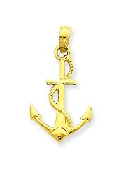 14K Gold Polished 3D Anchor Pendant Jewelry FindingKing