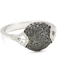 Badgley Mischka Fine Jewelry Round Pave Black and White Diamond Ring, Size 7