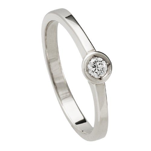 Bella Donna Damenring 585/000 Wei&szlig;gold 1 Brillant 0,10ct. Wei&szlig; Lupenrein Ringgr&ouml;&szlig;e 56 6350 Preisvergleich