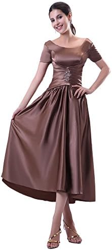 Dressesinstock Women's A-line Bateau Short Tea-length Dress 18 Chocolate