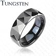PVD Black Tungsten Carbide Ring With Triagular Prism Cut Design