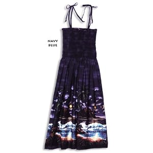Moonlight Surf Spaghetti Strap Hawaiian Aloha Smocked Sun Dress