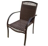 DC America SSR183-FC, Soho All Weather Wicker Chair, Heavy Duty Steel Frame with Rust Resistant Powder Coated Bronze Finish