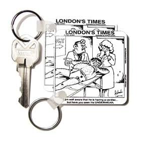 Londons Times Funny Medicine Cartoons - Bad Underwear Heart Attack - Key Chains