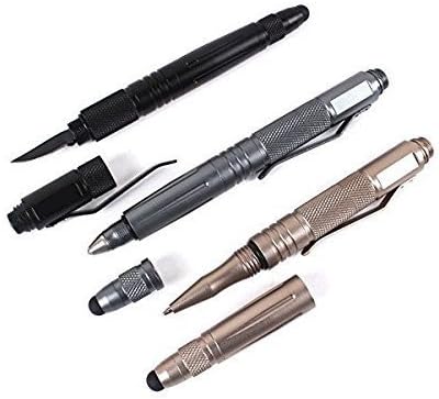 Tactical Pen, iMounTop™ Aircraft Tungsten Steel Head Impromptu Defender Tactical Pen for Self-defense with Glass Breaker and Knife - Silver