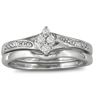 Diamond Bridal Engagement Ring Set Crafted