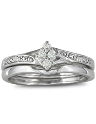 Affordable Finely Crafted Diamond Bridal Wedding Ring Set in Sterling Silver by 