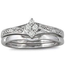Affordable Finely Crafted Diamond Bridal Wedding Ring Set in Sterling Silver