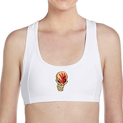Girl Five Finger Death Punch 90% Nylon Seamless Racerback Sports Bras White Medium