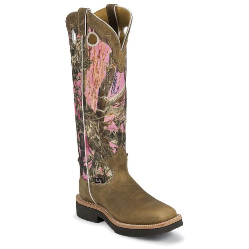 Justin Women's Snake Hunting Camo / Tan Man-Made Boot 7.5 B US