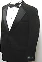 New Mens Fashionable Black Two Button Tuxedo - Five Pieces (5pc) - Includes Jacket, Pants, Shirt, Satin Bow Tie, and Cummerbund!
