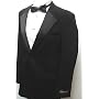 New Mens Fashionable Black Two Button Tuxedo - Five Pieces (5pc) - Includes Jacket, Pants, Shirt, Satin Bow Tie, and Cummerbund!