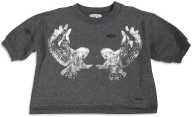 Purple Orchid - Big Girls' Short Sleeve Crop Sweatshirt, Charcoal Grey 29586-8