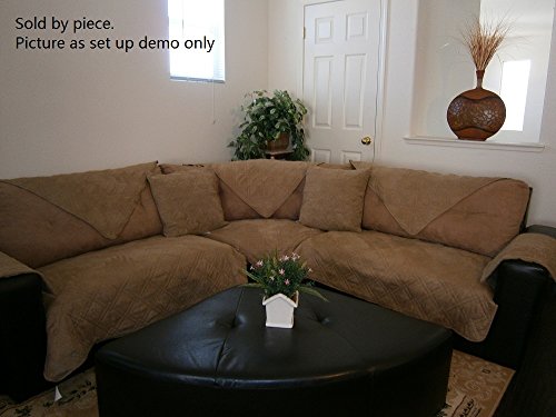 Bonded Micro Suede Quilted Sectional Deep Seats Sofa Slipcover Pad Furniture Protector Sold By Piece Rather Than Set (Peat , 35x62