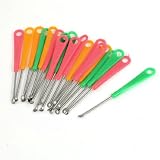Rosallini 20 Pcs Red Green Yellow Plastic Grip Metal Earpick Ear Curette