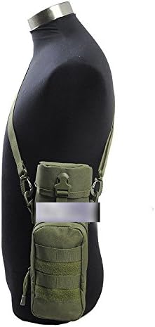 Bottle Pouch Molle 1X Tactical Molle System Water Bottle Bag Kettle Pouch Holder W/ Shoulder Strap Water Molle Bottle (Olive Drab)
