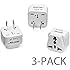 BESTEK [3-Pack Small Travel Size] Grounded Universal Plug Adapter Travel Companion Universal Plug for Japan Travel Plug Converter Adapter