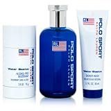 Polo Sport by Ralph Lauren for Men 3 Piece Set Includes: 4.2 oz Eau de Toilette Spray + 2.6 oz Alcohol Free Deodorant Stick + 1.7 oz Shower Wash