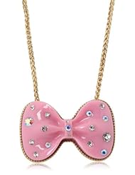 Betsey Johnson "Paris is Always a Good Idea" Bow Pendant Necklace, 19"