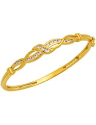 Trendy, Jewelry Cz Diamond Bangle Swiss Machine Cut, Embed Diamond 3 Pcs Diamond 2.5 Mm, Embed Diamond 14 Pcs Diamond 1.6 - 2.2 Mm, Gold Coating 5 Microns Thick