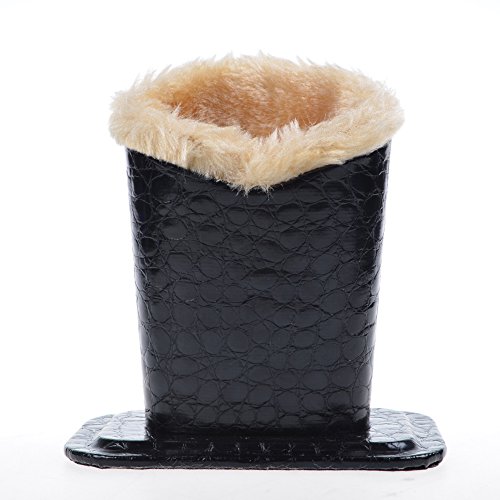 Cosmos ® Crocodile Pattern Black Pu Leather Eyeglasses Holder Stand with Light Brown Color Plush Lined