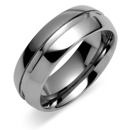 Rounded Edge with center indentation 8mm Comfort Fit Mens Tungsten Carbide Wedding Band Ring Size 10