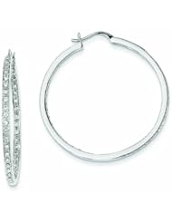 0.7 Carat 14K White Gold Quality Completed Diamond In/Out Hoop Earrings