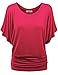 Amstt Womens Pure Color Short Sleeve Boat Neck Dolman Drape Tunics Top