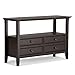 SIMPLIHOME Bedford SOLID WOOD Universal TV Media Stand, 53.9 inch Wide, Living Room Entertainment Center, Storage Cabinet with Glass Doors, for Flat Screen TVs up to 60 inches in Dark Tobacco Brown