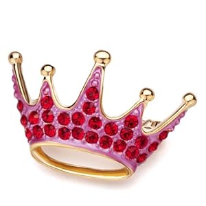Pugster Golden Outsanding Red Crystal Crown Brooches And Pins