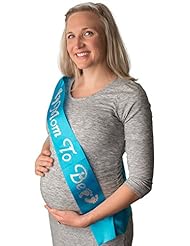 Baby Product: Mom to be Sash - Soft, Blue Satin with Silver Glitter - Baby Shower Sash for Mom - Baby Boy or Twins - Neutral - Best Baby Shower Gift or Baby Shower Decorations - INNATE LIFESTYLES