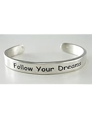 Sterling Silver "Follow Your Dreams" Heavy Weight Cuff Bracelet, Made in America