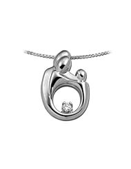 14K White Gold Large Mother and Child® .05ct Diamond Family Pendant with 18in chain