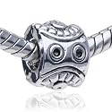 Pandora Bead & Bracelet Fit - Angry Robot Pattern European Charm Plated Beads