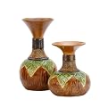 Set of 2 Decorative Leaf Ceramic Vases