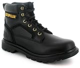 Mens Black Leather Cat Work Boots - Black - UK 6-12