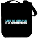 Life Is Simple . Eat, Sleep, Amateur Radio Direction Finding Sports Tote Bag (Black, Canvas, Unisex)