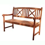 VIFAH V507A 2-Seater Outdoor Wood Bench, 47-Inch by 25-Inch by 35-Inch