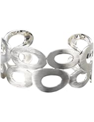925 Sterling Silver Satin Finish Oval Cut-Out Cuff Bracelet