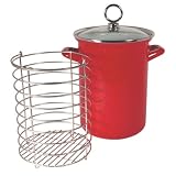 Calypso Basics 3-Quart Asparagus/Vegetable Pot with Porcelain Enamel on Steel, Red