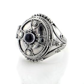 Sterling Silver Gothic Black Onyx Cross Poison Box Locket Ring Size 9(Size... by
