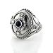 Sterling Silver Gothic Black Onyx Cross Poison Box Locket Ring (Size 5,6,7,8,9,10)