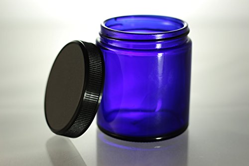 Cobalt Blue Glass Straight Sided Kitchen / Apothecary / Herb Jars 4 oz (6 pack)