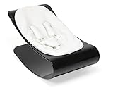 Bloom Coco Plexistyle Baby Lounger with Seat Pad, Black Frame, Pad Coconut White