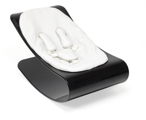 Buy Low Price Cozy Bloom Coco Plexistyle Baby Lounger with Seat Pad, Black Frame, Pad Coconut White E10604-BCW