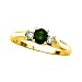 Jewelry : 3 Diamond Ring 0.08 ct. and 5/8 ct. Emerald in 14K Yellow Gold