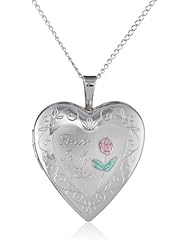 Sterling Silver "Forever in My Heart" Heart Locket Pendant Necklace, 18"